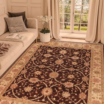 handmade Transitional Kafkaz Chobi Ziegler Brown Beige Hand Knotted RECTANGLE 100% WOOL area rug 8 x 9